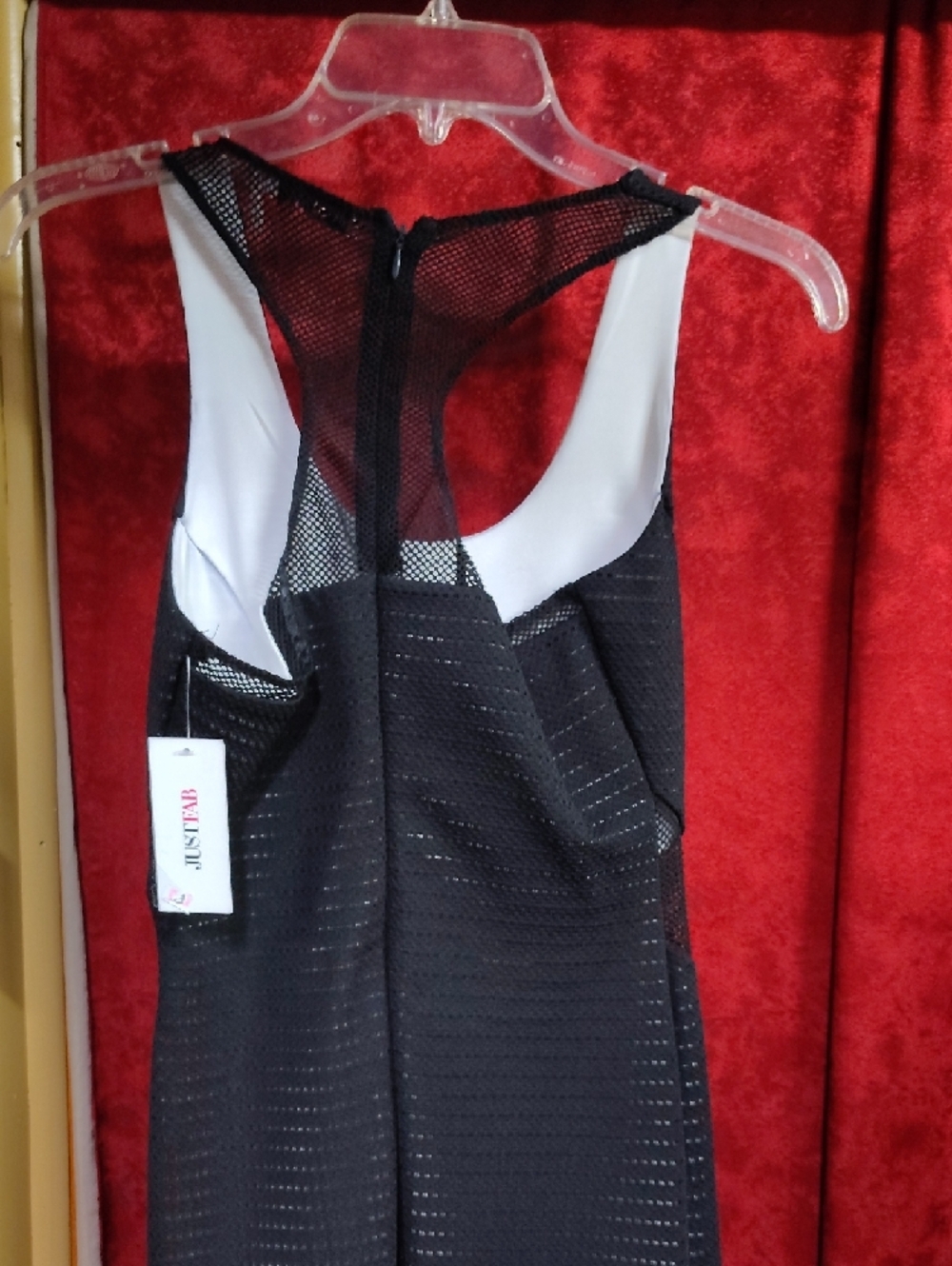 JustFab Black Mesh-Inset Racerback Prom Dress - Picture 3 of 4